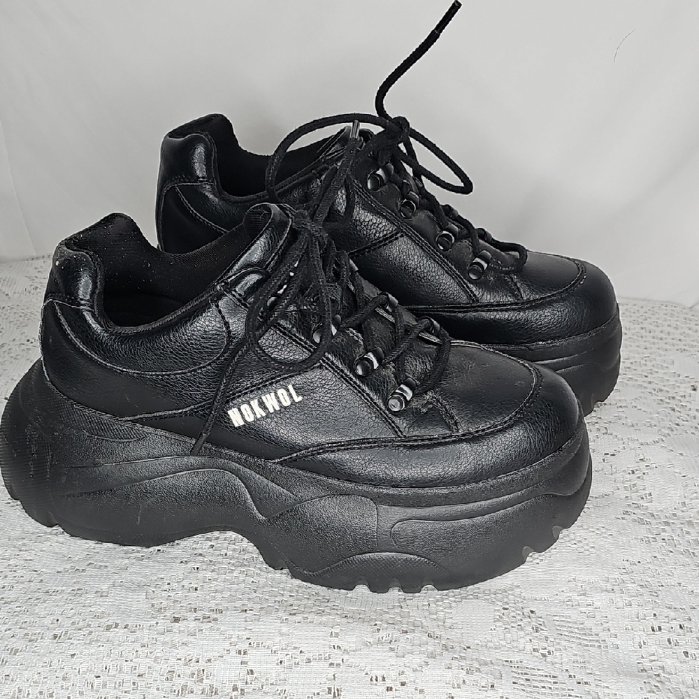 Nokwol Scripter Chunky Sole Black Platform Sneakers Shoes Sz 8 - Picture 2 of 7